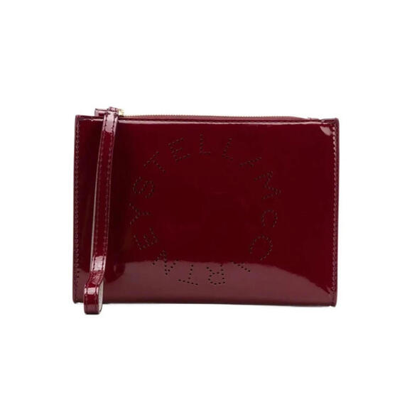 NEW STELLA MCCARTNEY LOGO ZIP POUCH BAG CLUTCH WITH WRISTLET STRAP — LUXE VEGAN